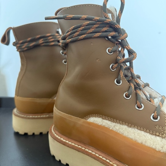 Ulla Johnson x Diemme shearling leather Etna lace up combat boots - 7.5 (37.5) - Picture 12 of 12